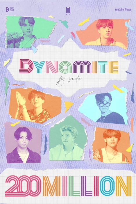 BTS「Dynamite」B-sideバージョンMV、2億再生突破！通算24作目の2億再生MV！